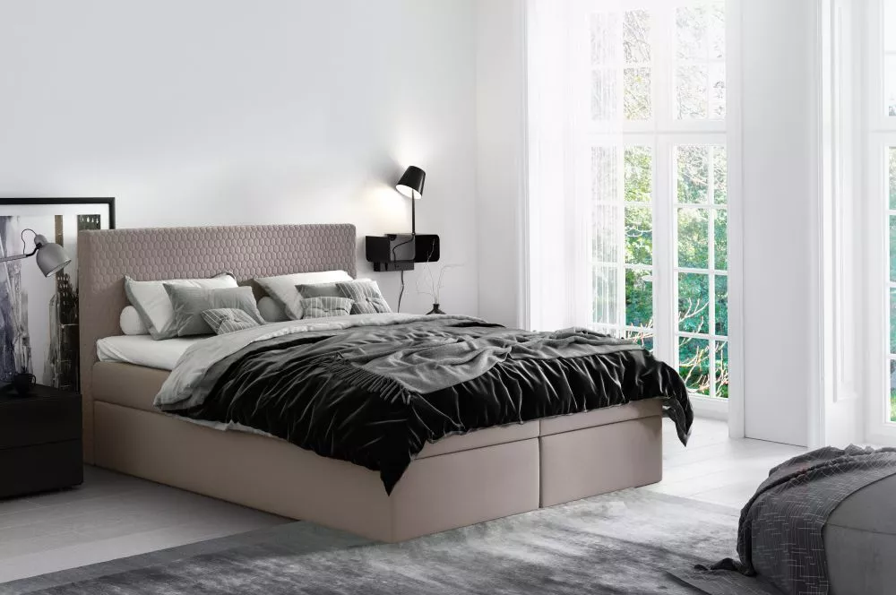 Gulta Cosmo Boxspring Premium Standard Guļamvietas platums: 140 cm, Guļamvietas garums: 200 cm, · Bēšs · 144 × 208 × 103