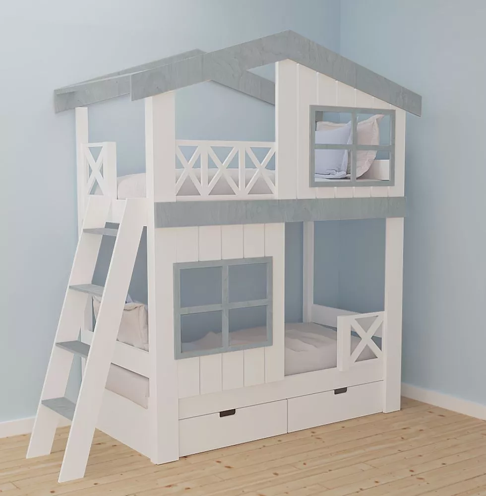 Bērnu gulta 118P ar stelāžām Kāpņu puse: Pa labi, Guļamvietas platums: 80 cm, Guļamvietas garums: 160 cm, · 89.5 × 212 ×