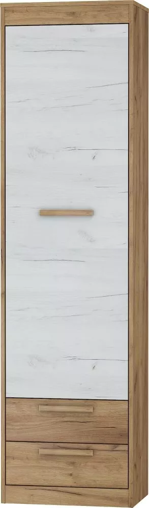 Grāmatu skapis Maximus MXS 01 · Zelts ozols + balts ozols · 51.6 × 33.2 × 193 cm