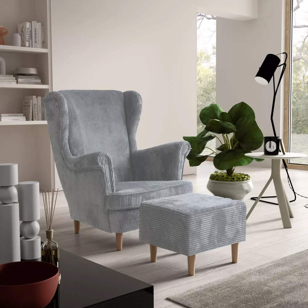 Mīksts krēsls Maya 194 1S+P Poso Standard Sēdvietas dziļums: 55 cm, · Pelēks · 85 × 90 × 103 cm