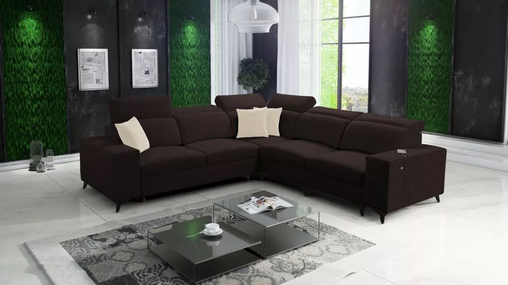 Dīvāns Bartone 3 Mix Standard · Tumši brūns · 283 × 283 × 83 cm