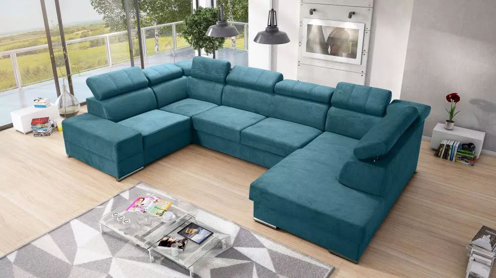 Dīvāns Royal Max 1 Standard · Tirkīzs · 210 × 375 × 79 cm
