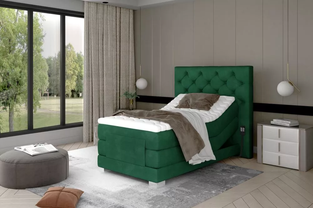 Gulta Clover Electric Boxspring standard Guļamvietas platums: 90 cm, Guļamvietas garums: 200 cm, · Zaļš · 109 × 217 × 13