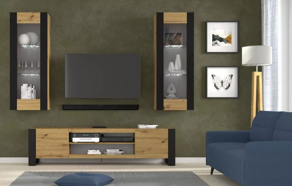 Sekcija Mondi C ar LED Korpusa krāsa: ozols artisan, · 238 × 40 × 190 cm
