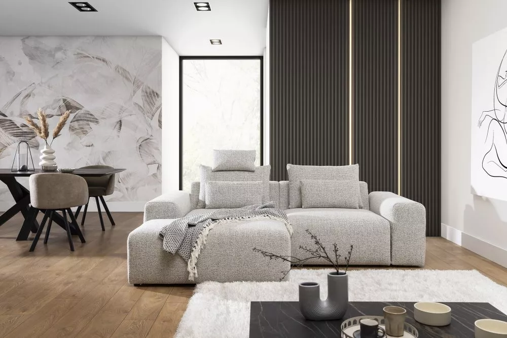 Dīvāns Bastia S Mini standard · Krēma pelēks · 165 × 246 × 87 cm