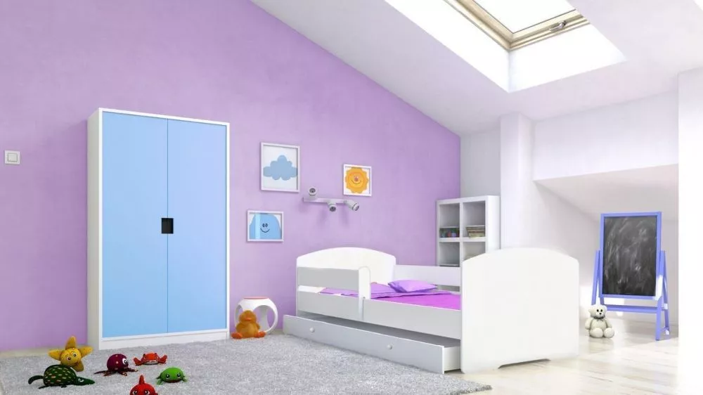 Bērnu gulta Pepe ar stelāžu Guļamvietas platums: 70 cm, Guļamvietas garums: 140 cm, · Balts · 78 × 144 × 58 cm