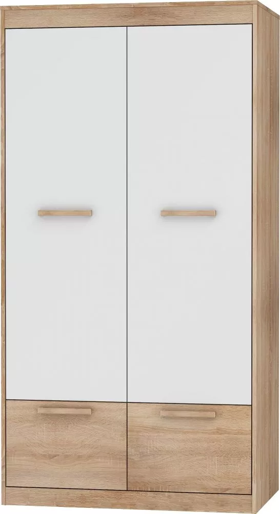 Skapis Maximus MXS 37 · Sonoma + balts spīdums · 100 × 57 × 193 cm