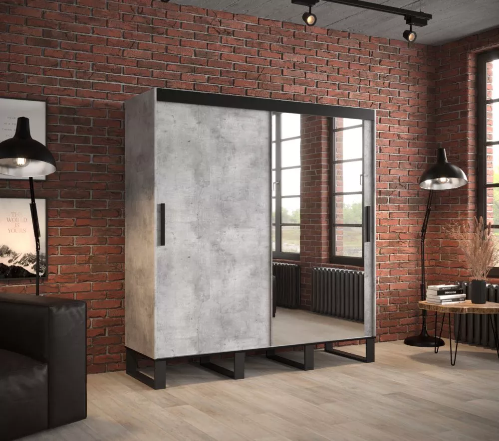 Skapis Loft T2 · Betons · 200 × 62 × 212 cm