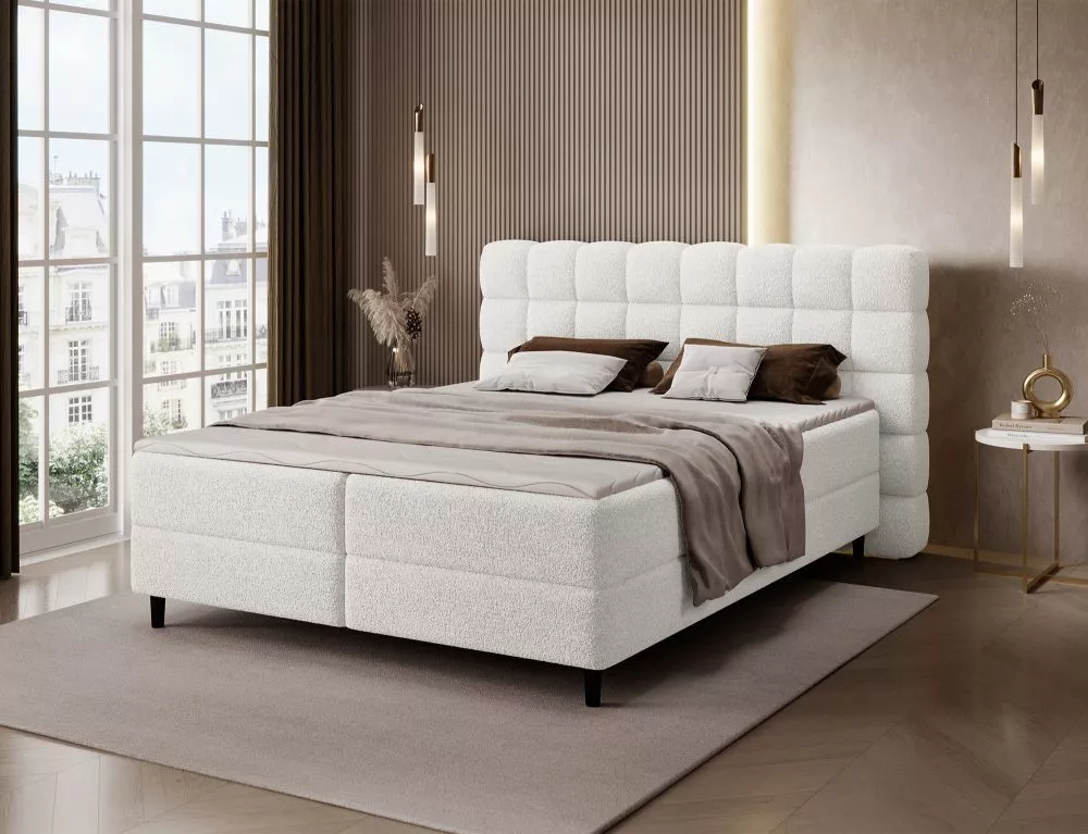 Gulta Camma Boxspring standard Guļamvietas platums: 140 cm, Guļamvietas garums: 200 cm, · Balts krēms · 162 × 222 × 102 