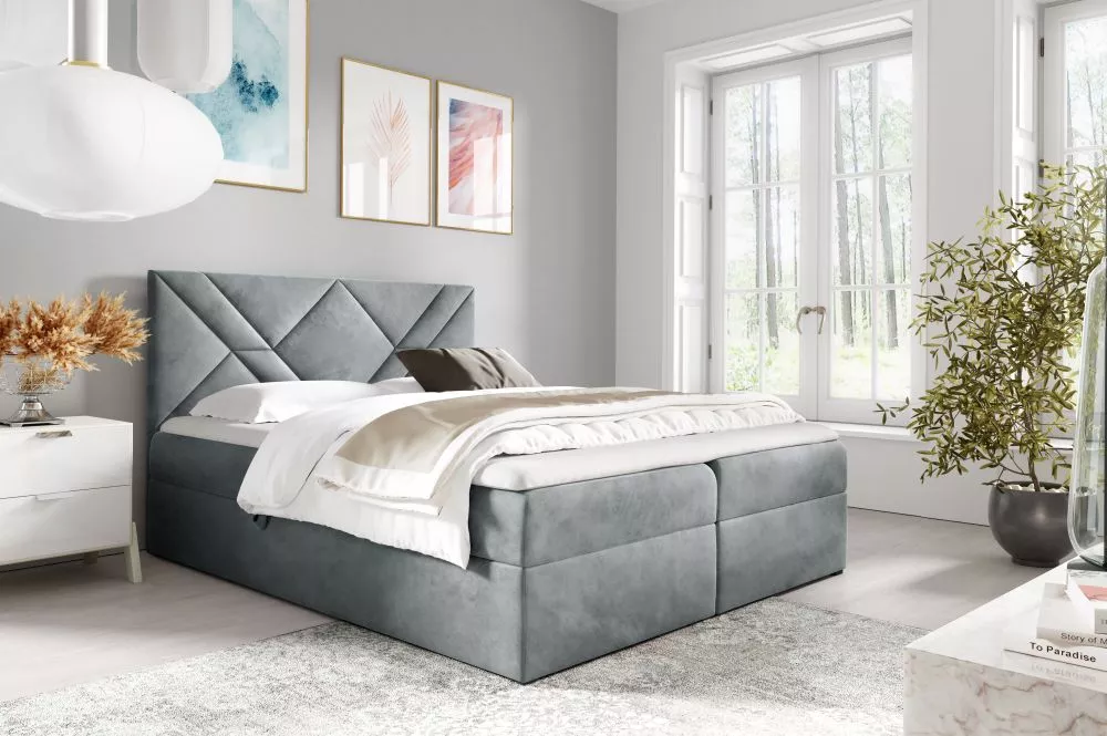Gulta Box 6 Comfort Boxspring Standard Guļamvietas platums: 160 cm, Guļamvietas garums: 200 cm, · Gaiši pelēks · 164 × 2