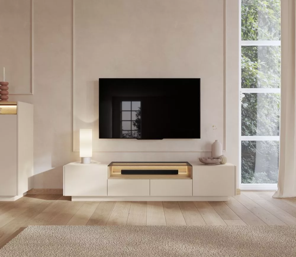 TV tumba Hiro D ar LED · 203 × 39.5 × 43.4 cm