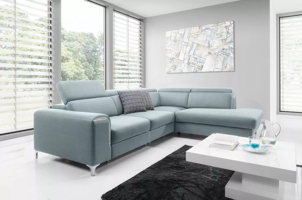 Dīvāns Genova XL standard · Gaiši zils + krēms · 225 × 280 × 77 cm