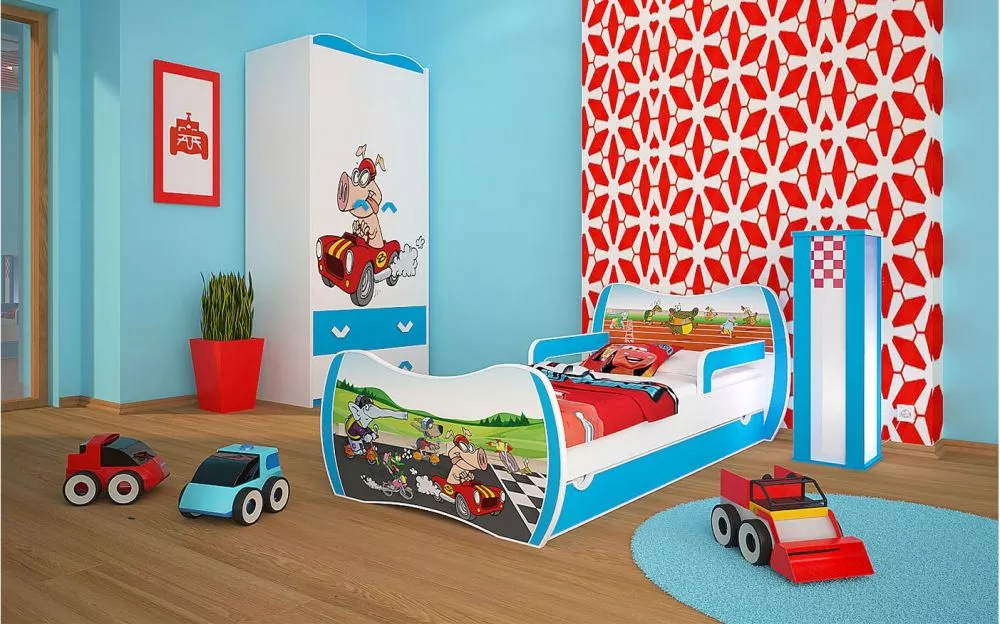 Bērnu gulta Dream L06 180x90 DM19 ar stelāžu Guļamvietas platums: 90 cm, Guļamvietas garums: 180 cm, · 114 × 184 × 71 cm
