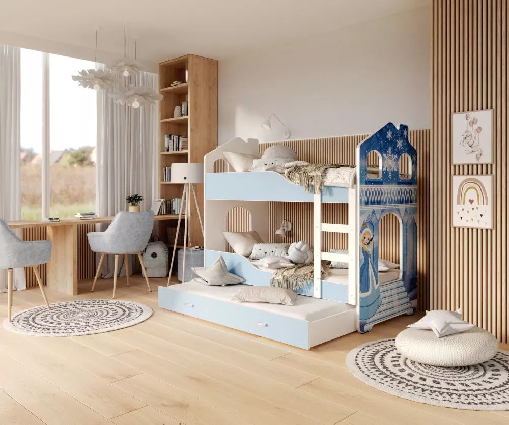 Bērnu gulta Dominik Domek 3 80x190 N ar stelāžām Guļamvietas platums: 80 cm, Guļamvietas garums: 190 cm, · 87 × 198 × 16