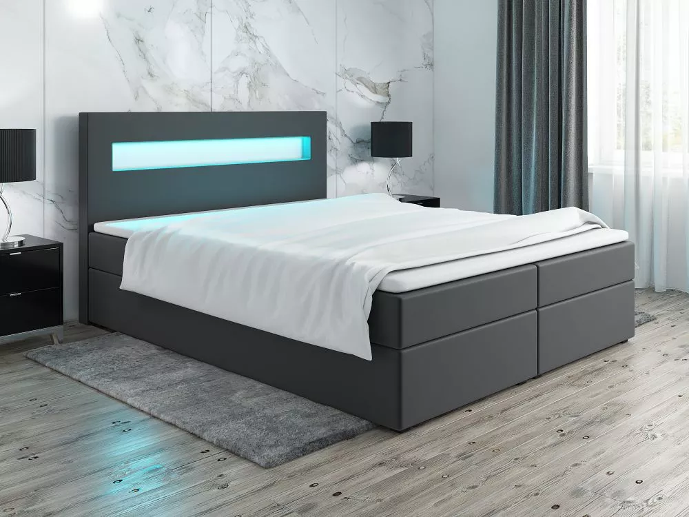 Gulta Classic 3 Boxspring standard ar LED Guļamvietas platums: 140 cm, Guļamvietas garums: 200 cm, · Tumši pelēks · 140 