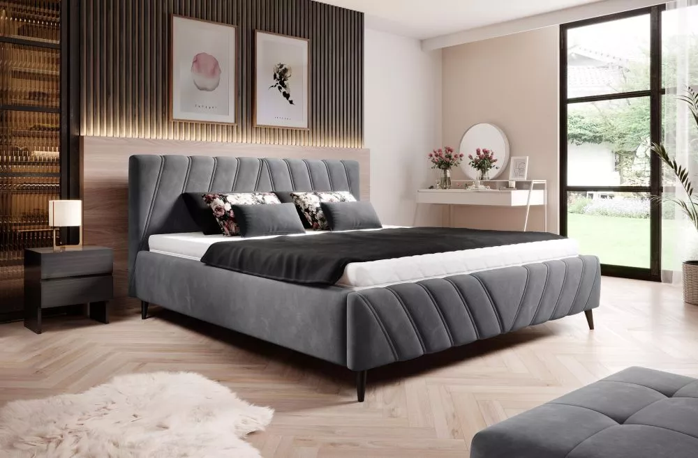 Gulta Calypso Standard ar stelāžu Guļamvietas platums: 180 cm, Guļamvietas garums: 200 cm, stelāžas tips: koka, · Pelēks