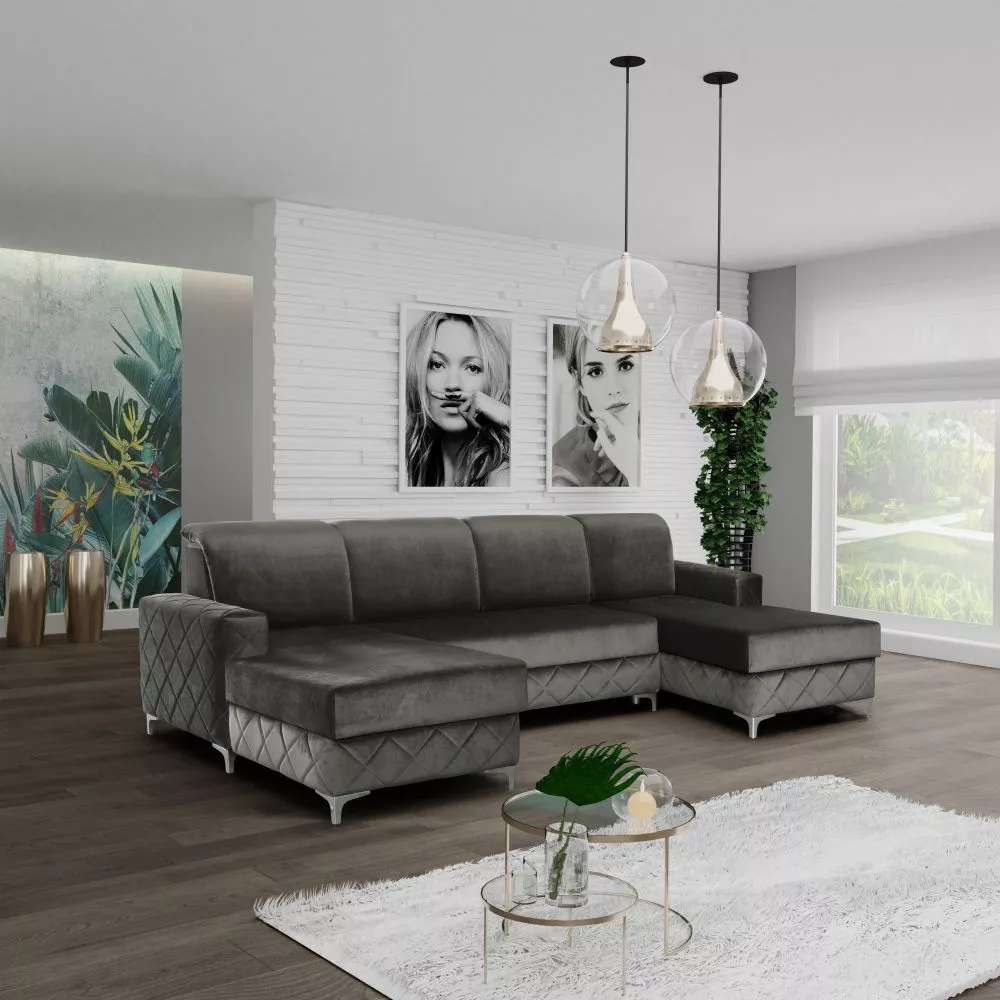 Dīvāns Borys standard · Grafīts · 175 × 290 × 96 cm