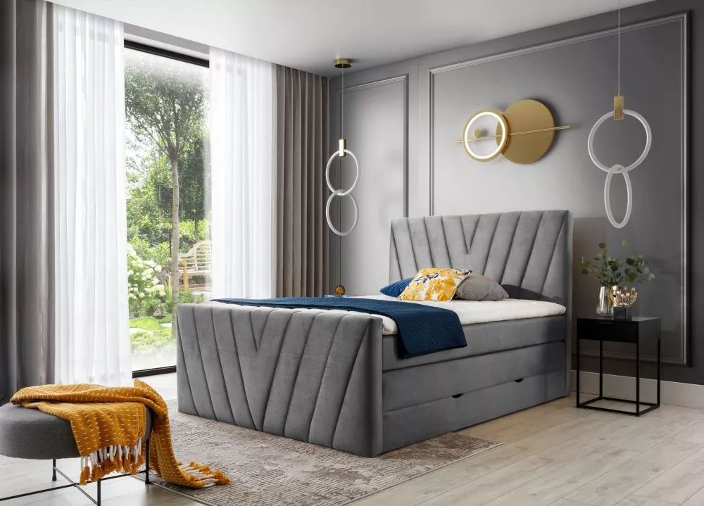 Gulta Candice Boxspring Lux standard Guļamvietas platums: 180 cm, Guļamvietas garums: 200 cm, · Pelēks · 180 × 220 × 133