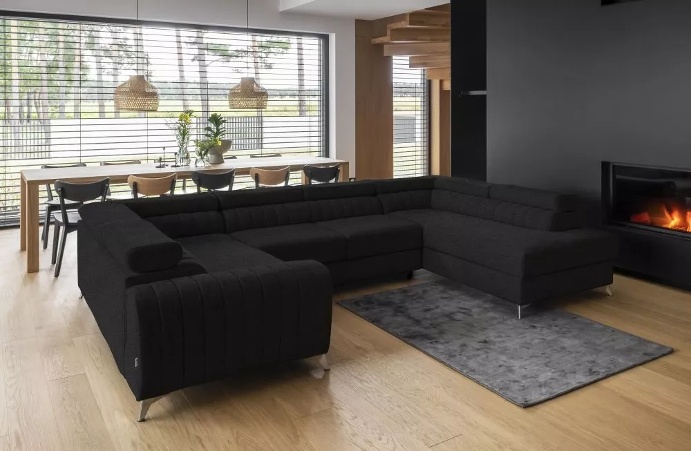 Dīvāns Louis Premium Standard · Melns · 202 × 340 × 72 cm