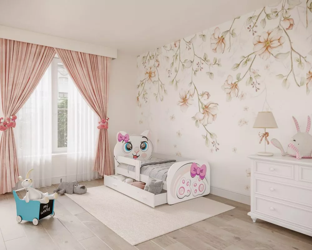 Bērnu gulta Zwierzaki ar stelāžu Guļamvietas platums: 80 cm, Guļamvietas garums: 140 cm, · 85 × 143 × 90 cm